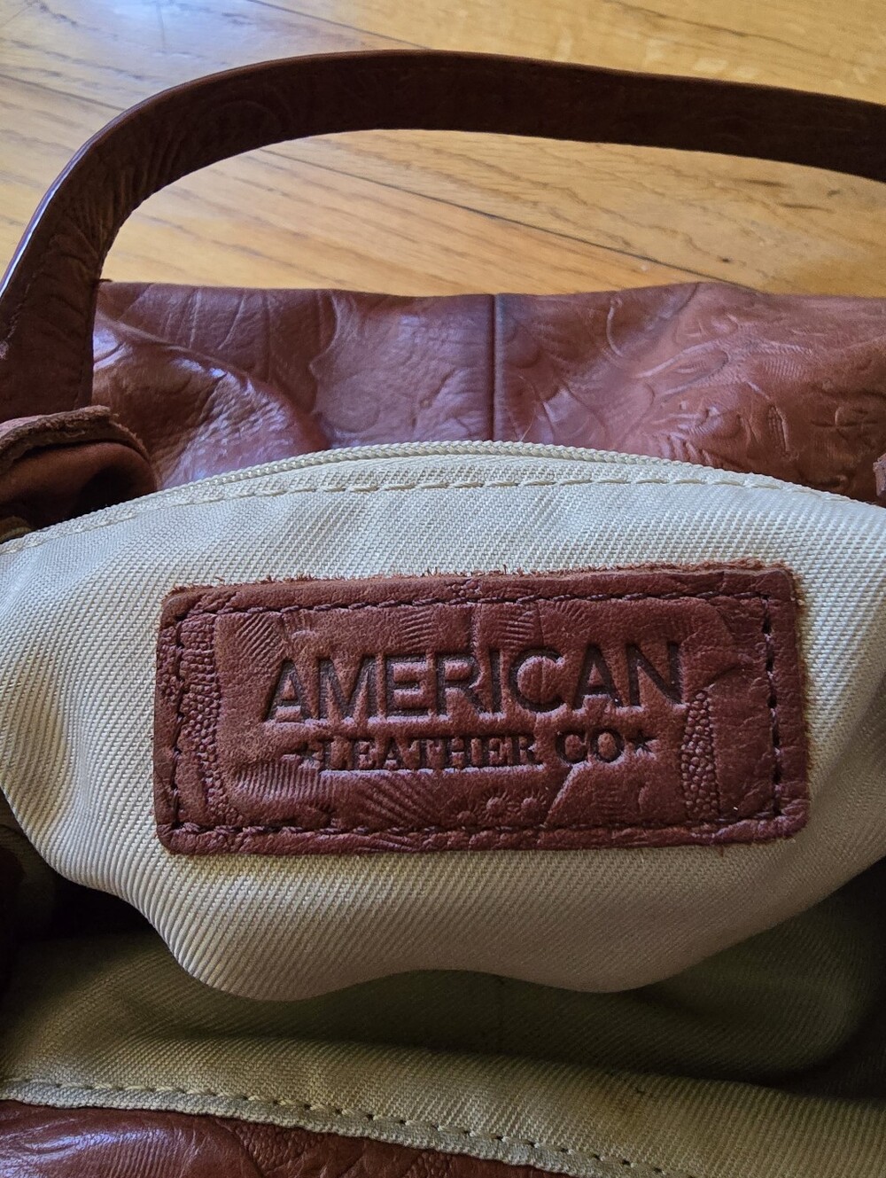 American Leather Co. Embossed Bag in Mauve Brown - Picture 2 of 6